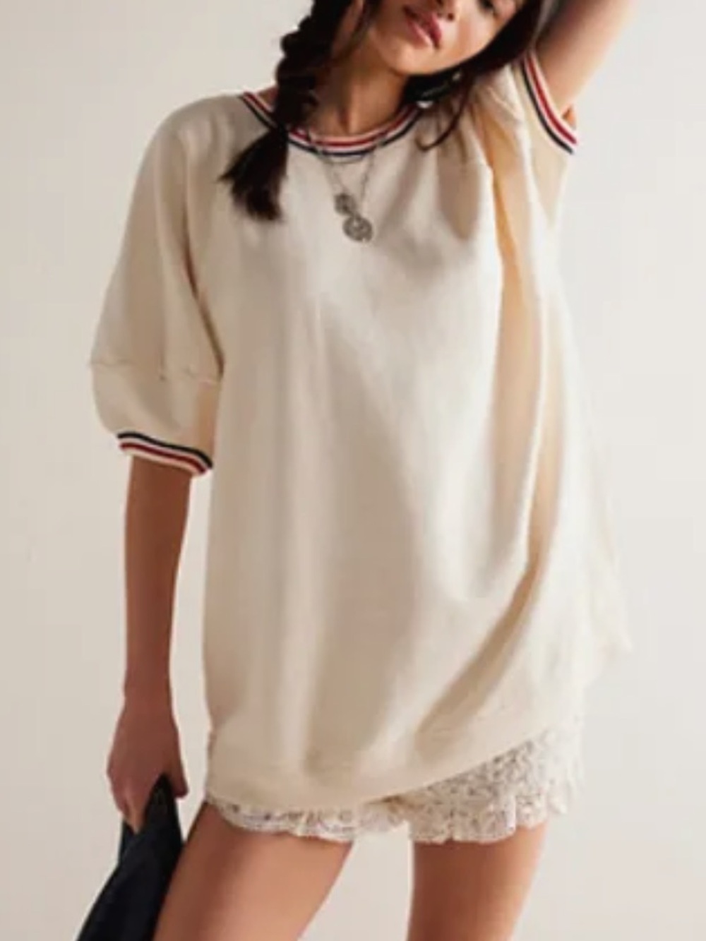 NWT Free People We The Free It's Official Pullover Shirt in Tea Combo